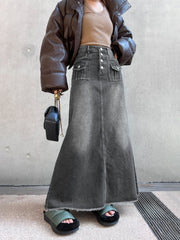 Retro Long Denim Skirt