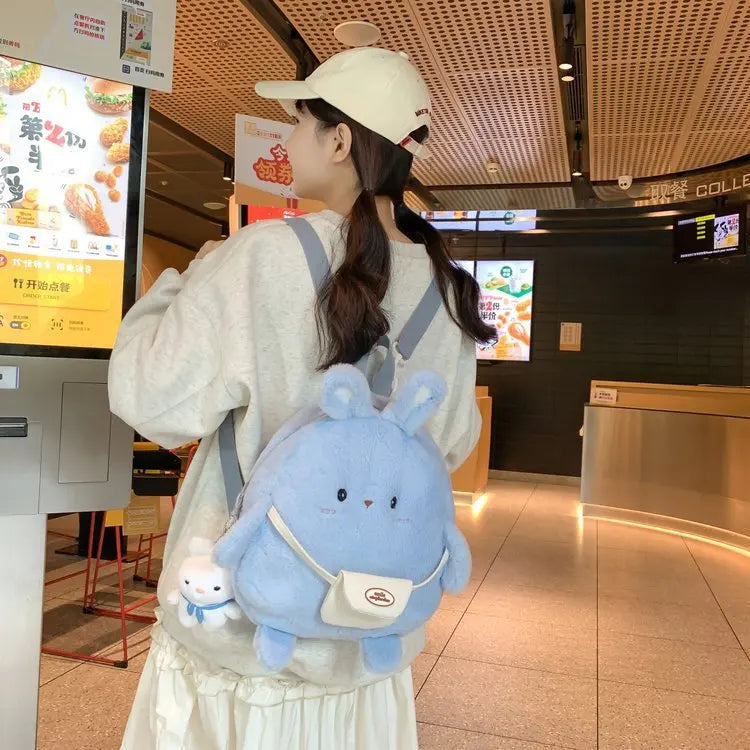 Kawaii Cartoon Plush Rabbit Backpack