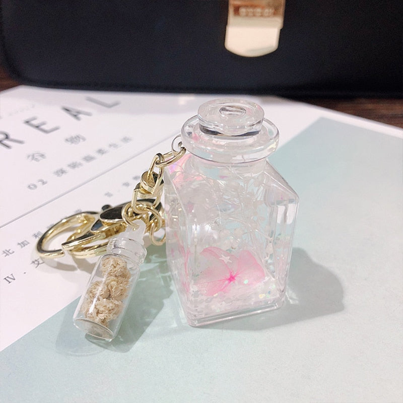 Aesthetic Flower Bottle Keychain