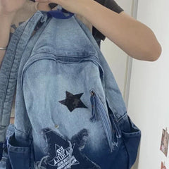 Y2K Denim School Bag