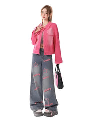 2000s High Waist Embroidered Jeans