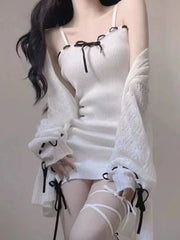 Kawaii Outfit Set - Pencil Dress & Knit Cardigan