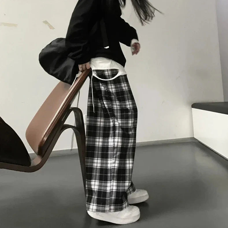 Casual Oversized Plaid Pants