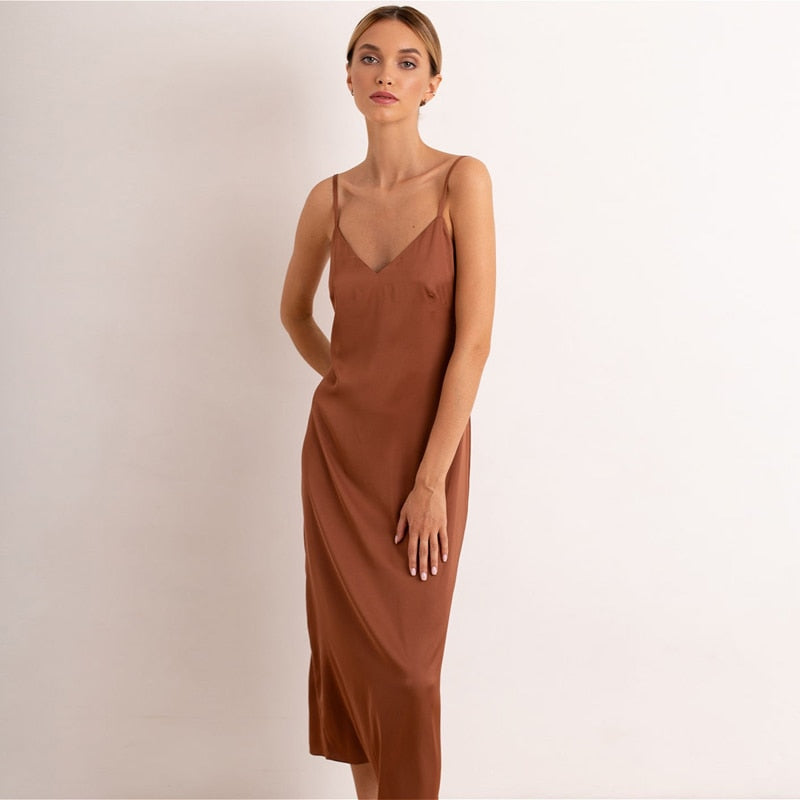 Elegant Fashion Solid Streetwear Midi Length Dress