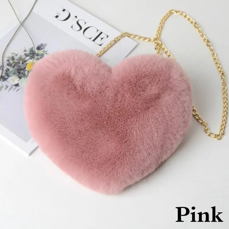 Kawaii Heart Plush Shoulder Bag