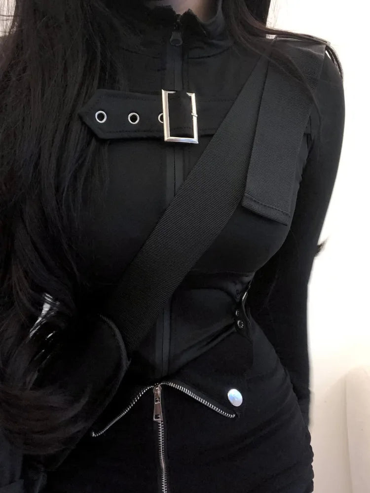Slim Zipper Outfit Set - Top & Shorts