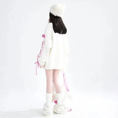 Kawaii Bow Lace-up Sweater & Leg Warmers