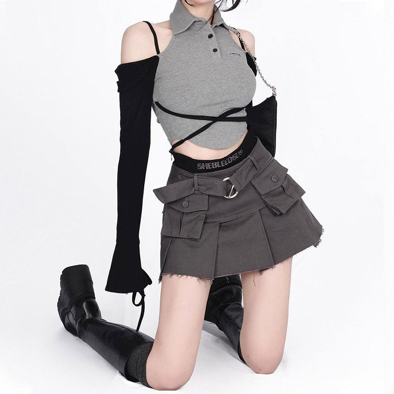 Y2K Techwear Set - Top & Skirt