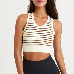 Striped O-Neck Women's Sports & Fitness Top