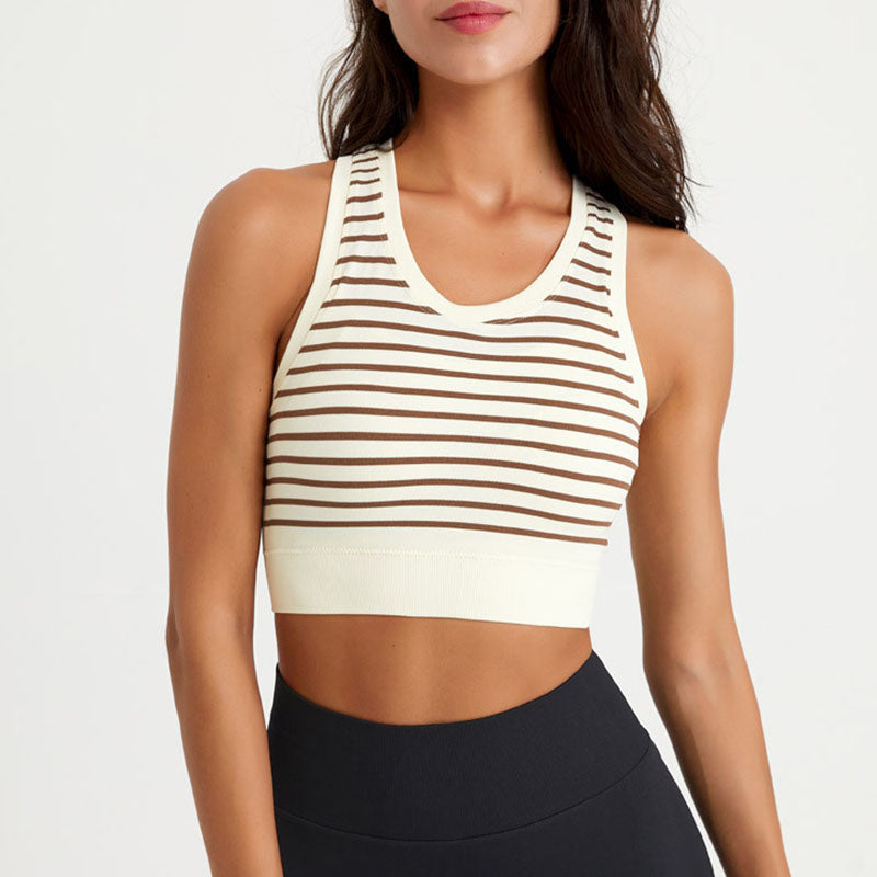 Striped O-Neck Women's Sports & Fitness Top