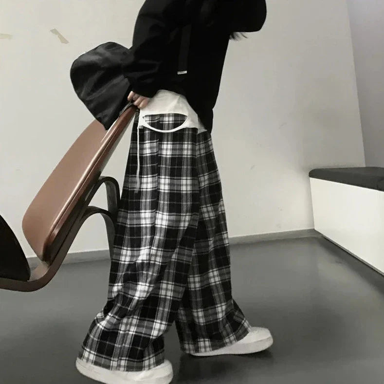 Casual Oversized Plaid Pants