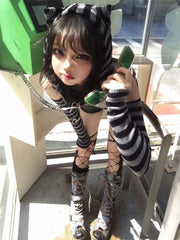Gothic Striped Cat Hoodie