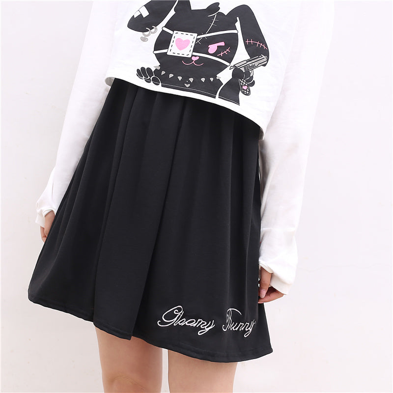 Japanese Style Black Rabbit Clothing Set