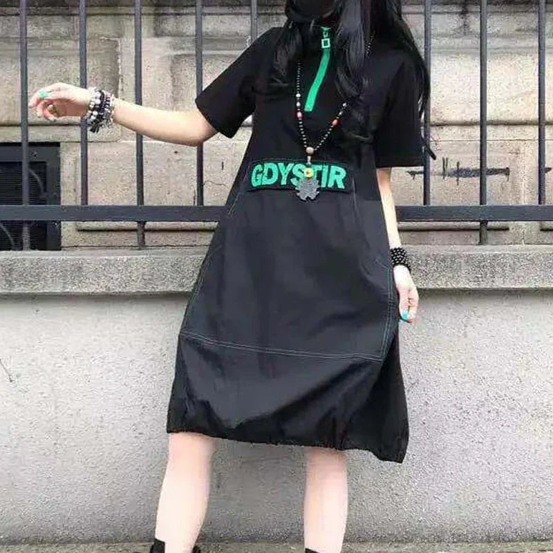 Harajuku Loose Zipper Dress