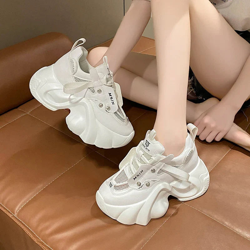 Chunky Mesh Platform Sneakers