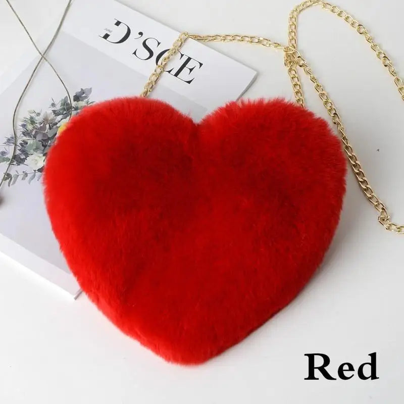 Kawaii Heart Plush Shoulder Bag