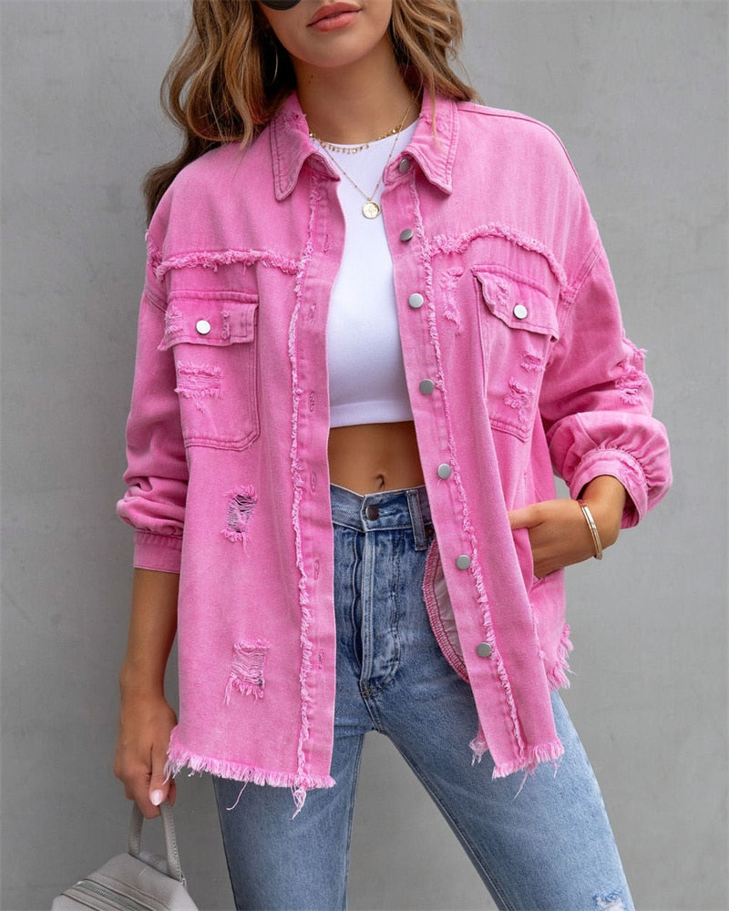 Raw-edges Denim Jacket
