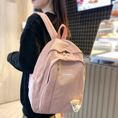 Cute Corduroy School Backpack