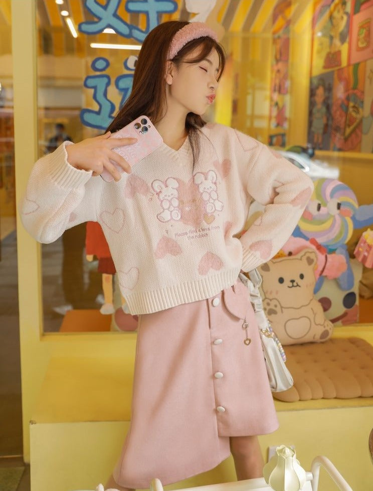 Harajuku Rabbit Embroidery Sweater
