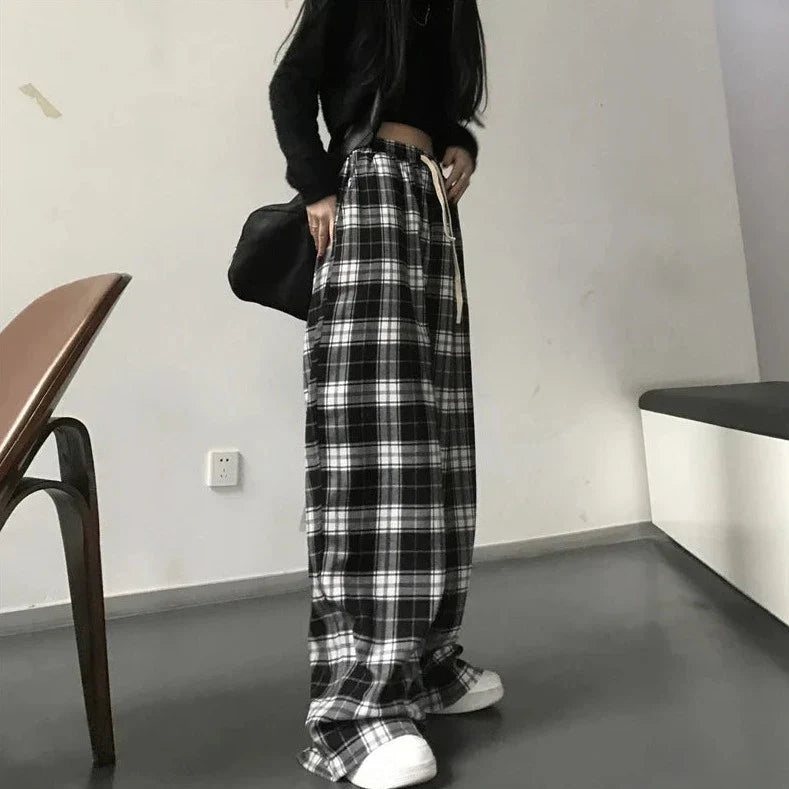 Casual Oversized Plaid Pants