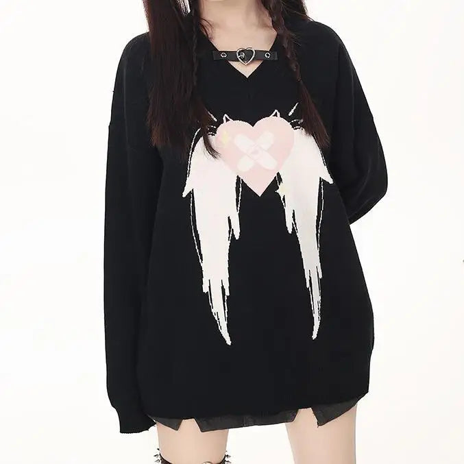 Love Wings V-neck Sweater