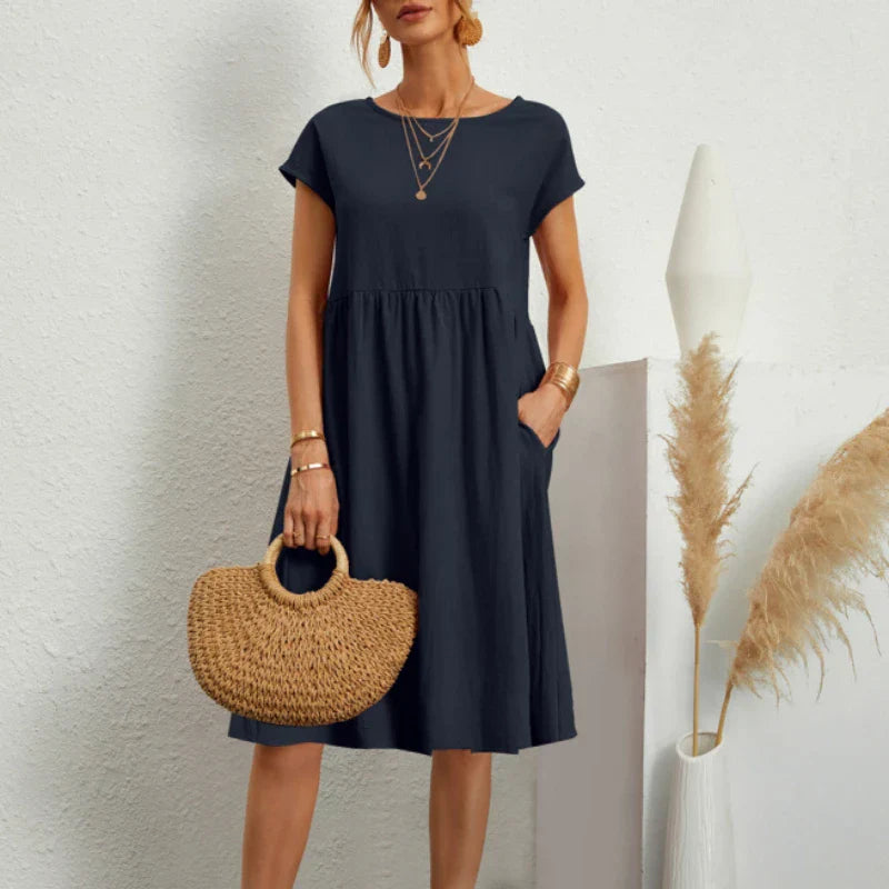 Elegant bodycon sexy cotton Women's dress for women  summer A-line short sleeve boho midi dresses woman robe femme ladies