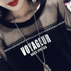 Hip-Hop Transparent Mesh Top