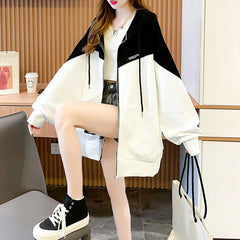 Korean Contrast Color Oversized Hoodie