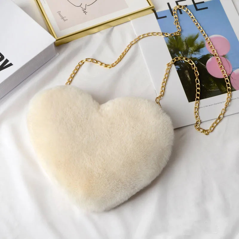 Kawaii Heart Plush Shoulder Bag