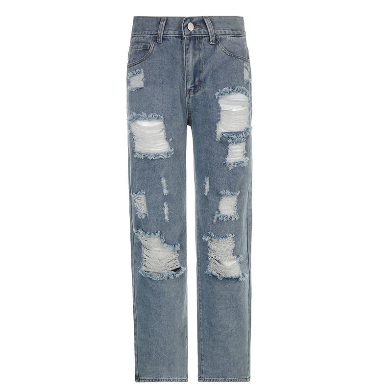Ripped Straight Jeans