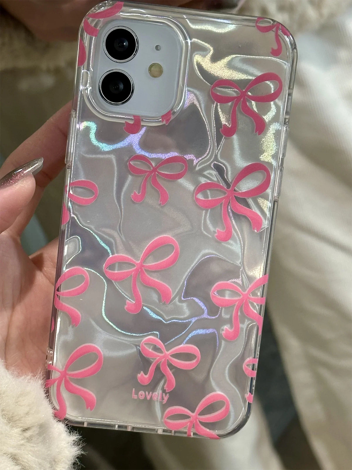 Kawaii Holographic Bow iPhone Case