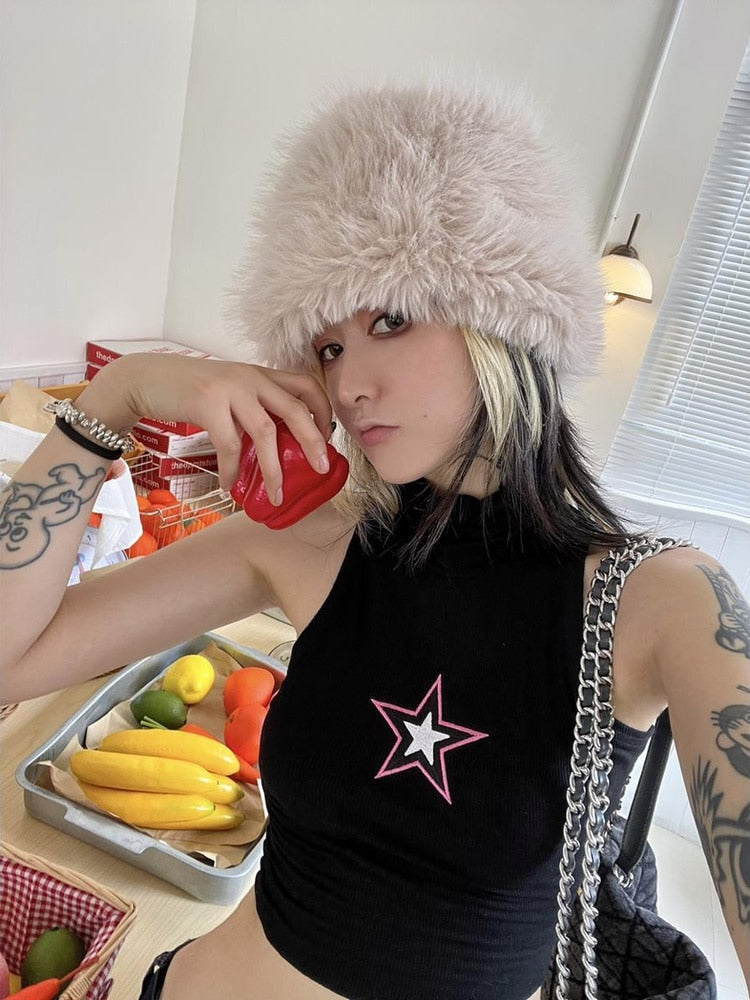 Grunge Y2K Crop Top with Stars