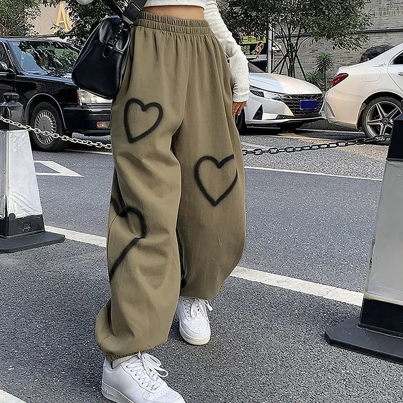 Heart Print Pants Y2k