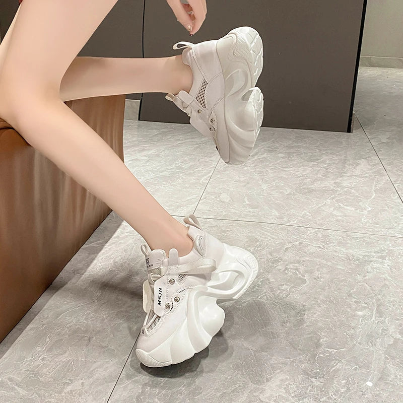 Chunky Mesh Platform Sneakers