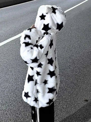 Oversize Fluffy Star Hoodie Y2k