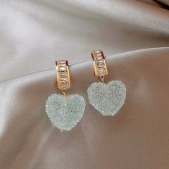 Pink Crystal Heart Earrings
