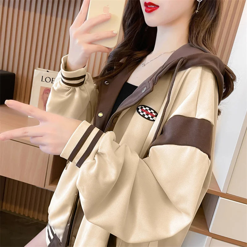 Aesthetic Hooded Baseball Jacket