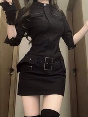 Gothic Techwear Mini Dress