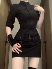 Gothic Techwear Mini Dress