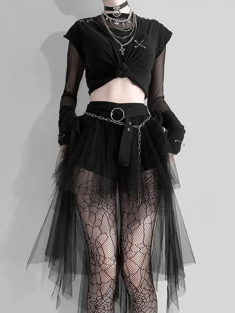 Harajuku Gothic Mesh Skirt