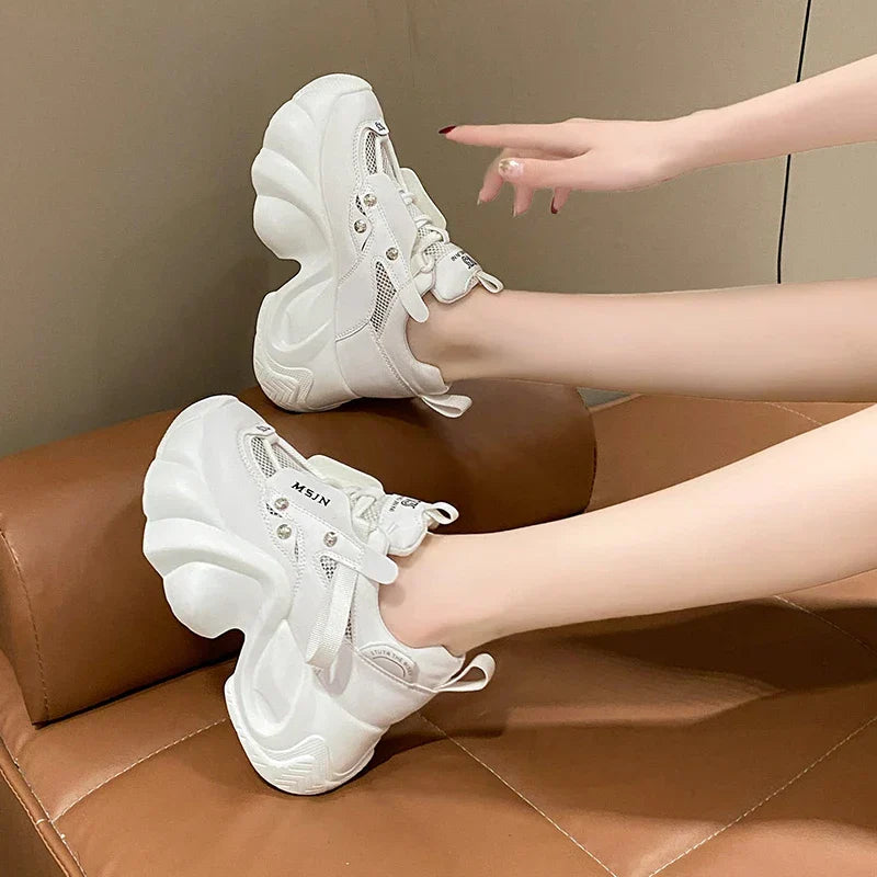 Chunky Mesh Platform Sneakers
