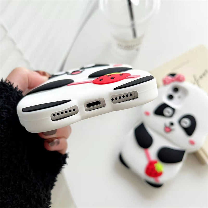 Cartoon Panda 3D iPhone Case