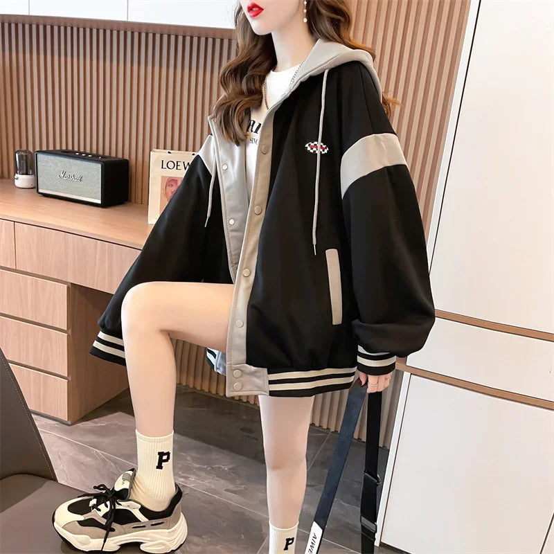 Aesthetic Hooded Baseball Jacket