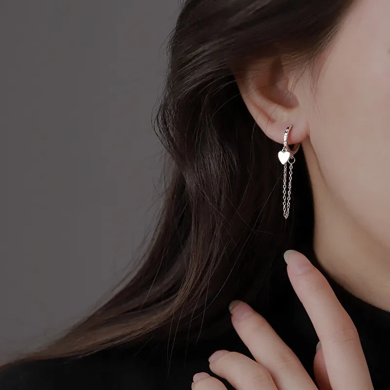 Silver Heart Korean Earrings