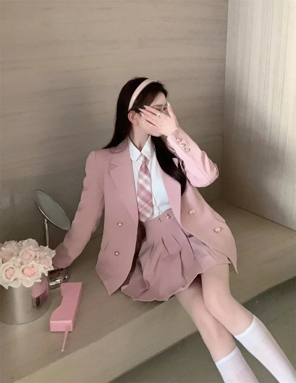 Kawaii School Uniform Outfit Set- Blazer, Shirt & Mini Skirt