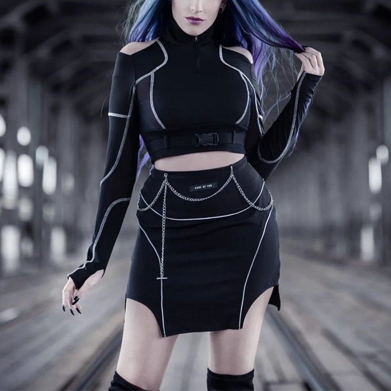 Techwear Cyberpunk Style Long Sleeve Top