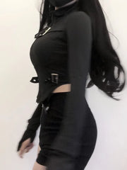 Slim Zipper Outfit Set - Top & Shorts