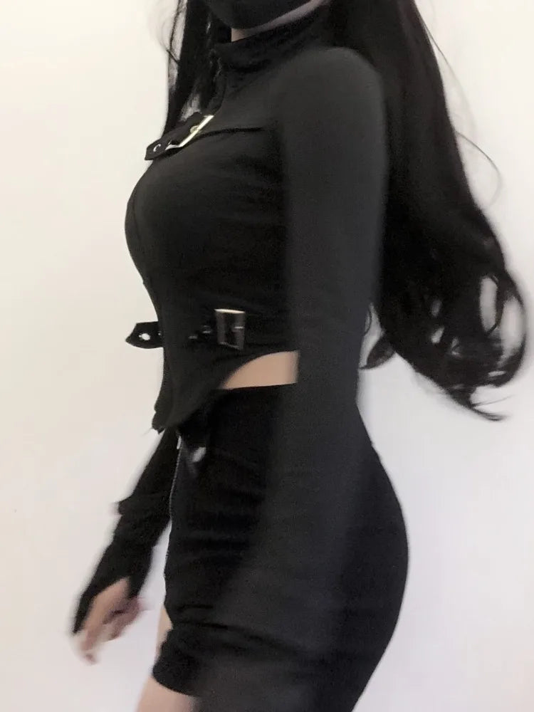 Slim Zipper Outfit Set - Top & Shorts