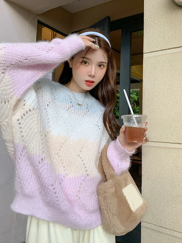 Cute Rainbow Knit Sweater