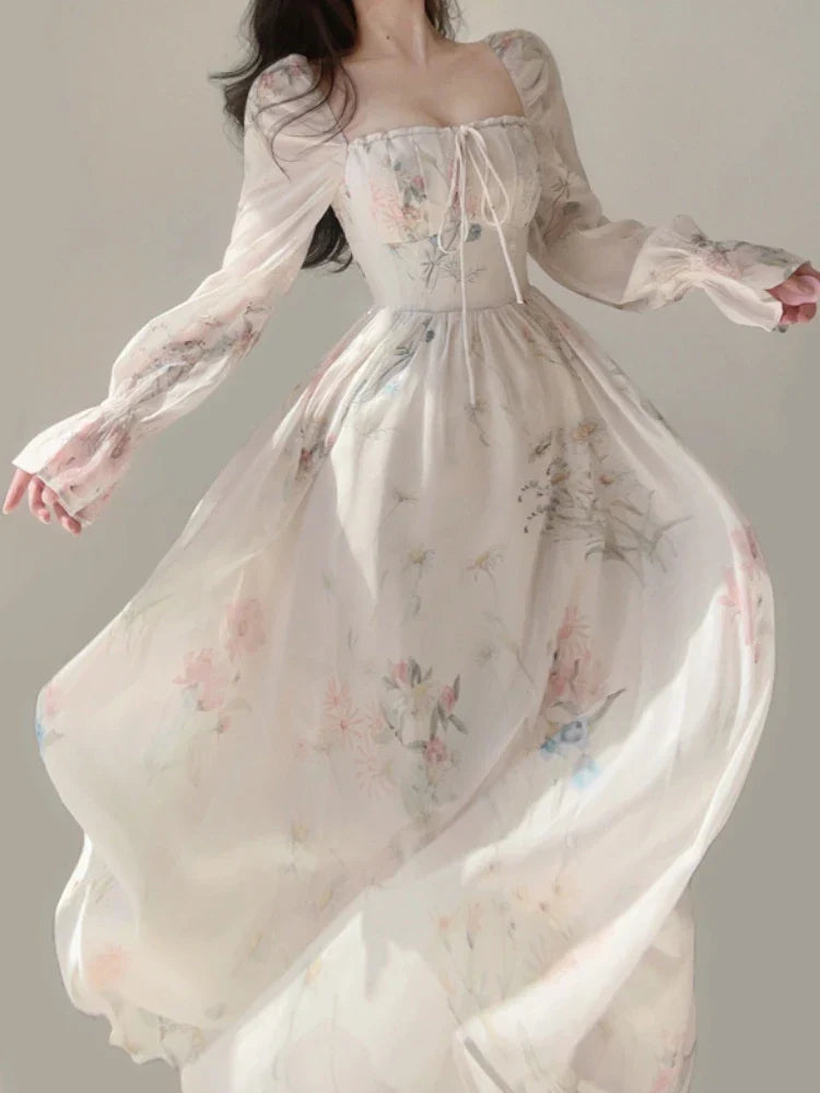 Elegant Floral Chiffon Dress